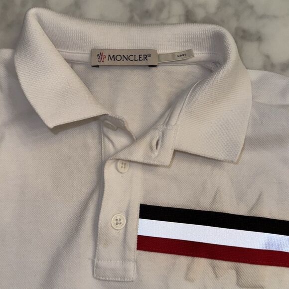 Moncler Kids Polo Shirt with Red, White, and Navy Stripes 3Y - Picture 3 of 8